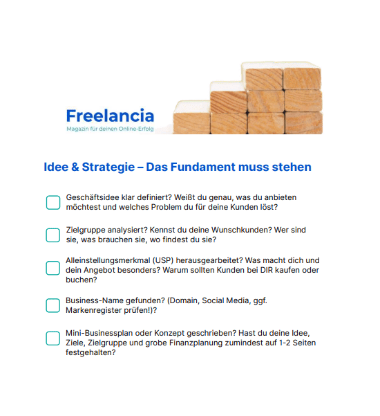 Ideen & Strategien - Checkliste Freelancia
